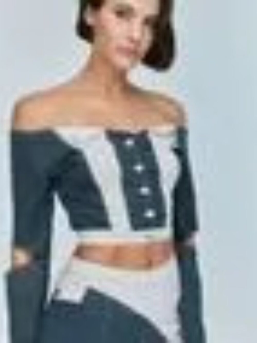 JENDUE Monte Off Shoulder Denim Jacket - Chic Cropped Jean